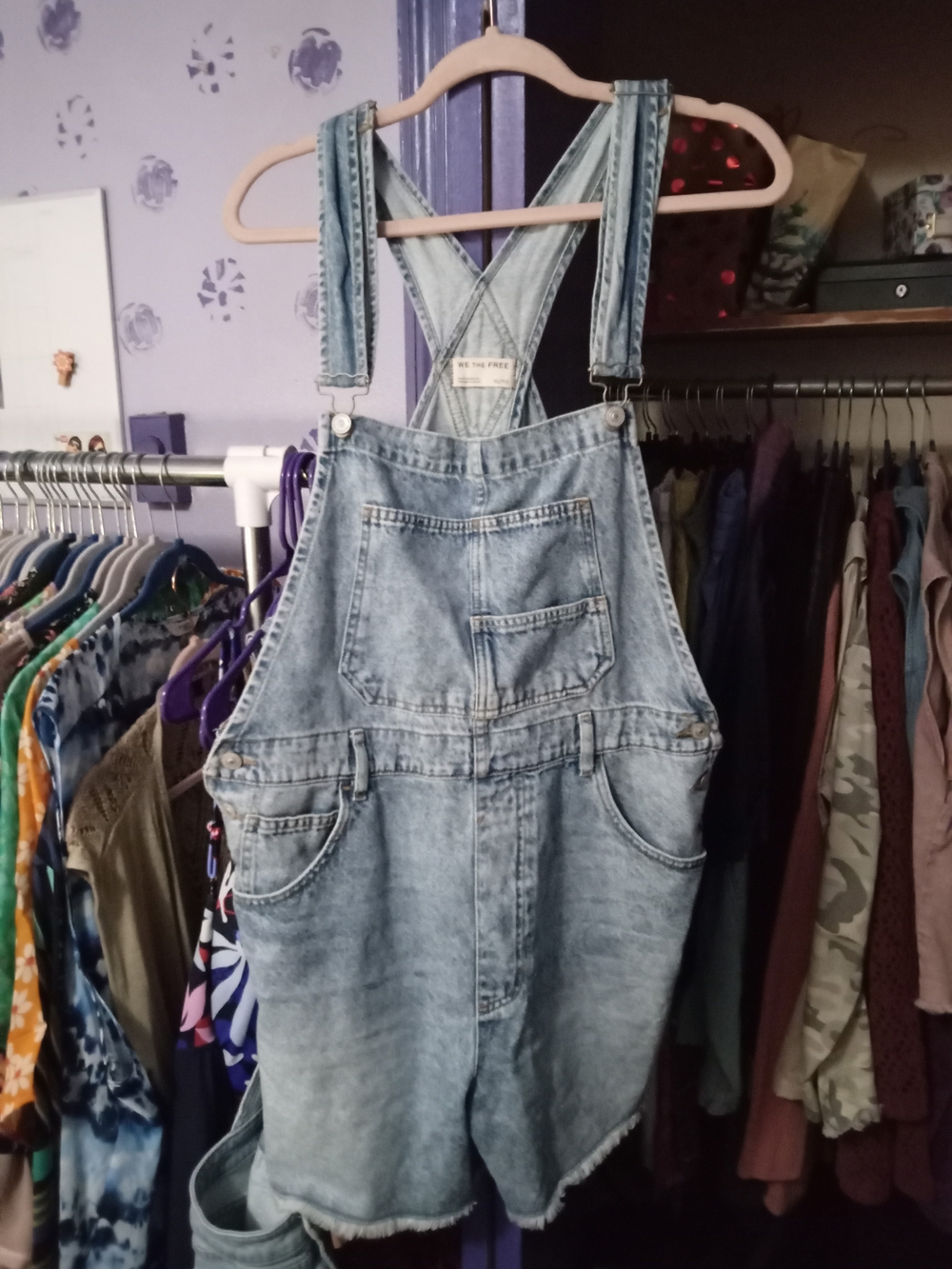 We The Free Light Blue Denim Shortalls